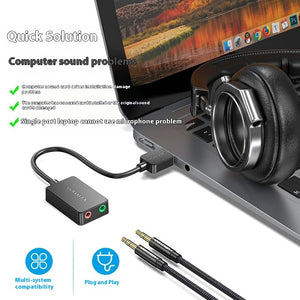USB External Sound Card To Headphone Audio Interface