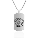 Mind Your Own Uterus Stainless Steel Dog Tags Necklace
