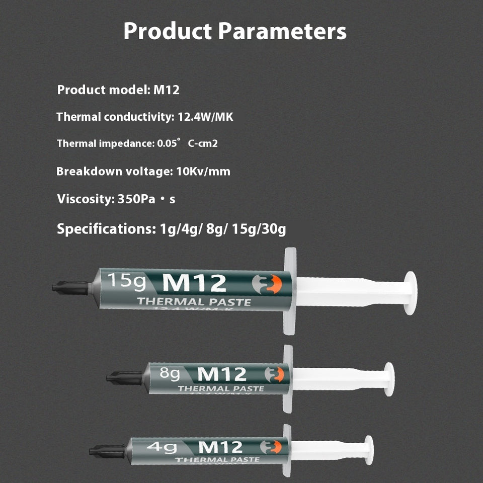 M12 Thermally Conductive Silicone Grease Desktop Computer CPU GPU Cooling Paste
