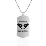 Mind Your Own Uterus Stainless Steel Dog Tags Necklace